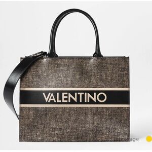 Valentino- Victoria Gold Logo-Adorned Textured-Leather Satchel